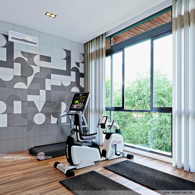 Desain Gym Area Rumah Modern 2 Lantai Ibu CTR di Cibubur, Jakarta Timur