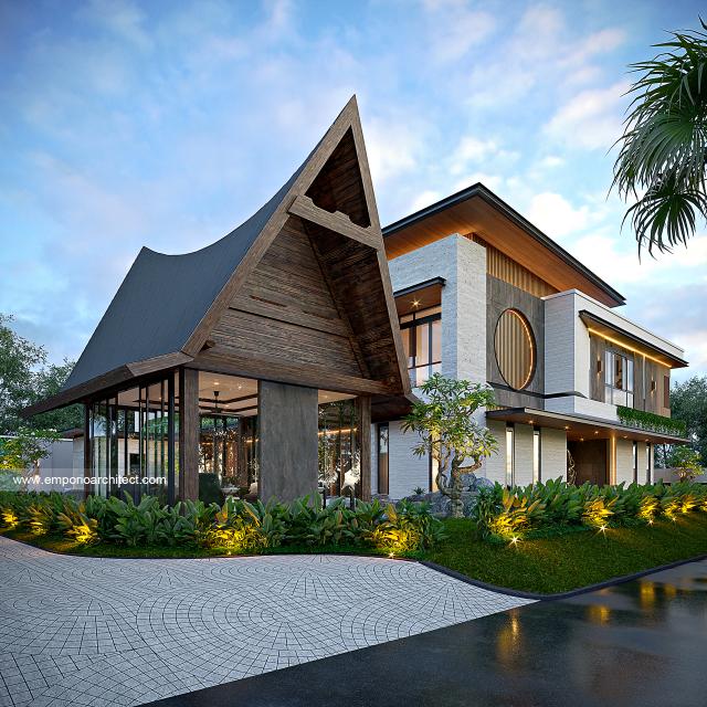 Desain Tampak Samping Rumah Modern 2 Lantai Ibu CTR di Cibubur, Jakarta Timur