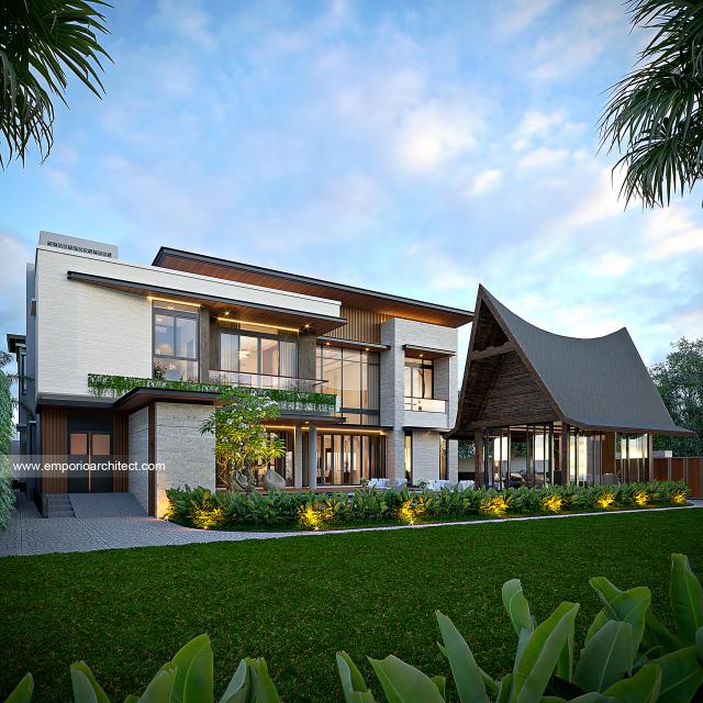 Desain Tampak Belakang Rumah Modern 2 Lantai Ibu CTR di Cibubur, Jakarta Timur