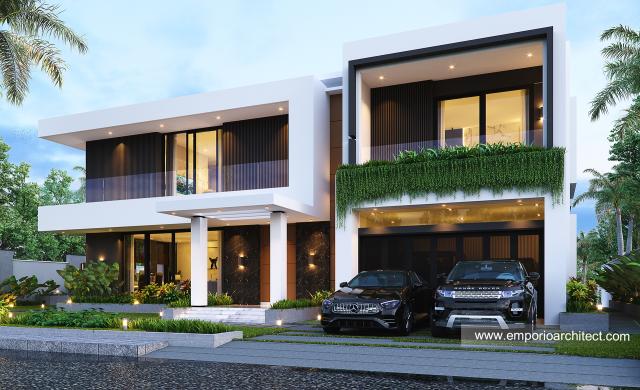 Desain Tampak Depan 2 Rumah Modern 2 Lantai Ibu IGR di Jepara, Jawa Tengah