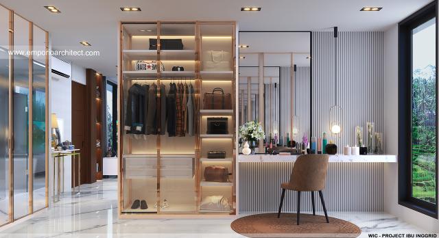 Desain Walk In Closet Rumah Modern 2 Lantai Ibu IGR di Jepara, Jawa Tengah