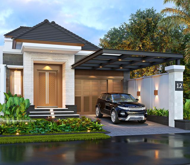 Desain Rumah Modern 2 Lantai Ibu Septa di Banyuwangi, Jawa Timur - Tampak Depan