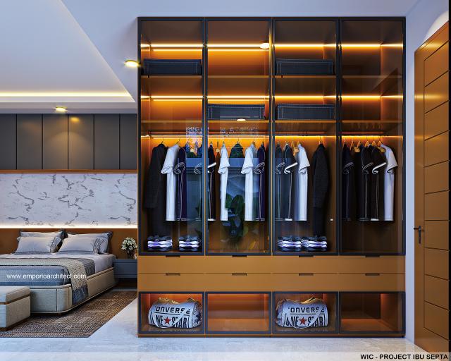 Desain Walk In Closet Rumah Modern 2 Lantai Ibu Septa di Banyuwangi, Jawa Timur