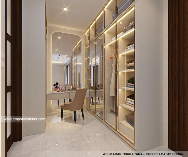 Desain Walk In Closet Rumah Modern 2 Lantai Bapak Bobon Santoso di Bali