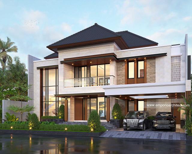 Desain Rumah Modern 2 Lantai Bapak Bobon Santoso di Bali - Tampak Depan