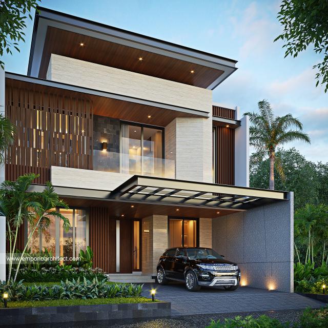 Desain Tampak Depan 2 Rumah Modern 2 Lantai Bapak RSD di Jakarta