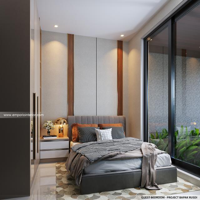 Desain Kamar Tidur Tamu Rumah Modern 2 Lantai Bapak RSD di Jakarta