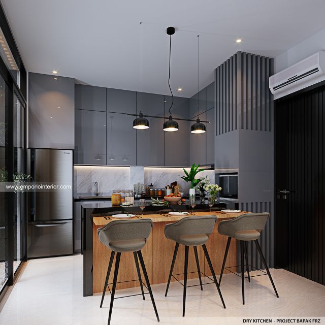 Desain Dapur Bersih Rumah Modern 2 Lantai Bapak FRZ di Jakarta