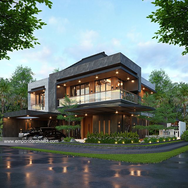 Desain Tampak Hook Rumah Modern 2 Lantai Bapak BSW di Denpasar, Bali