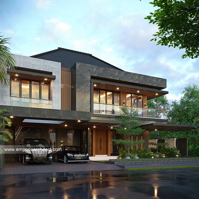 Desain Tampak Depan Rumah Modern 2 Lantai Bapak BSW di Denpasar, Bali