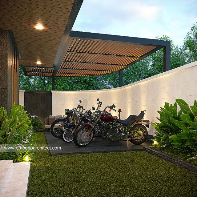 Desain Garasi Show Moge Rumah Modern 2 Lantai Bapak BSW di Denpasar, Bali