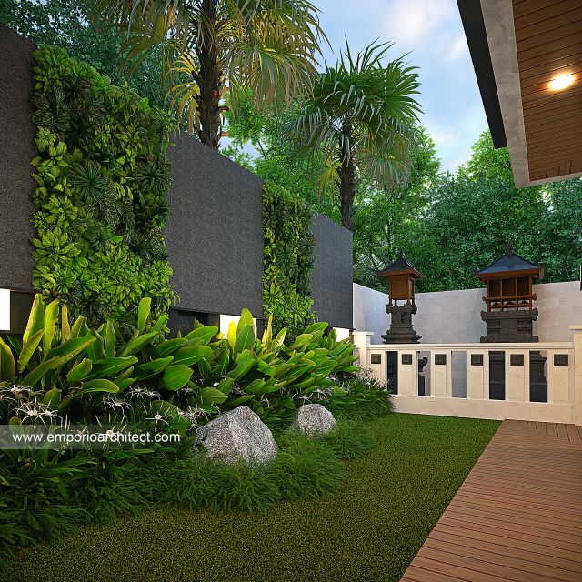 Desain Tampak Detail Belakang Rumah Modern 2 Lantai Bapak BSW di Denpasar, Bali