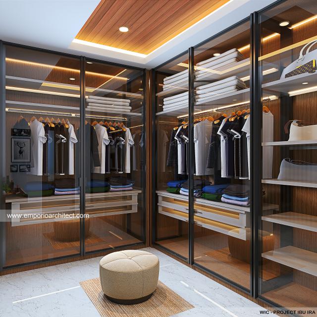 Desain Walk In Closet Rumah Modern 2 Lantai Ibu IR di Denpasar, Bali