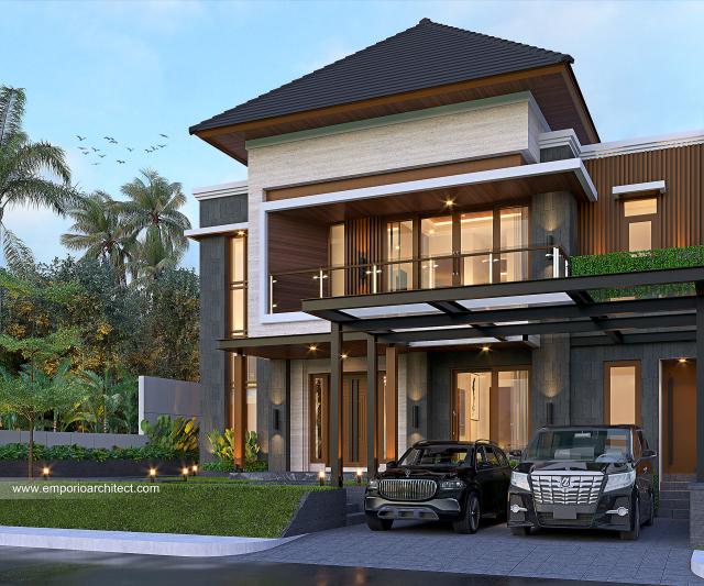 Gambar 1 Desain Rumah Modern 2 Lantai Ibu IR 1443 di  Denpasar, Bali