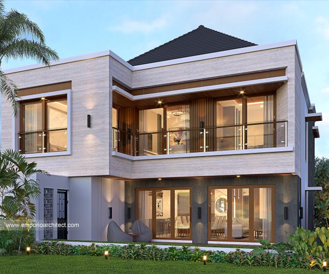 Desain Tampak Belakang Rumah Modern 2 Lantai Ibu IR di Denpasar, Bali