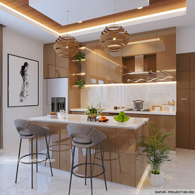 Desain Dapur Rumah Modern 2 Lantai Ibu IR di Denpasar, Bali