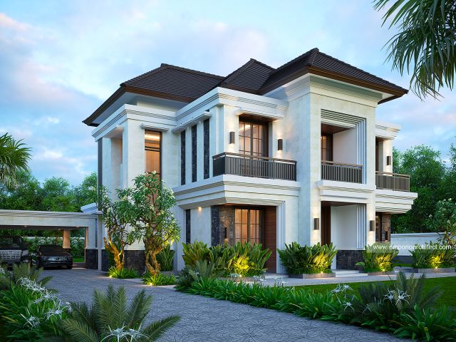 Desain Tampak Depan 3 Rumah Modern 2 Lantai Bapak E di Pandeglang, Banten