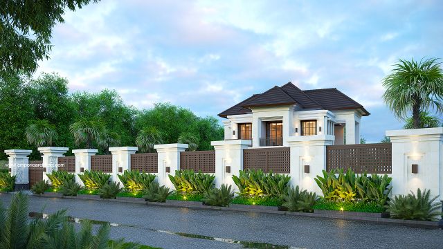 Desain Tampak Depan Dengan Pagar Rumah Modern 2 Lantai Bapak E di Pandeglang, Banten