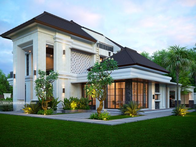 Desain Tampak Belakang Rumah Modern 2 Lantai Bapak E di Pandeglang, Banten