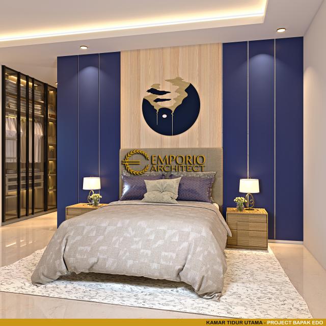 Desain Kamar Tidur Utama Rumah Modern 2 Lantai Bapak Edo di Surabaya