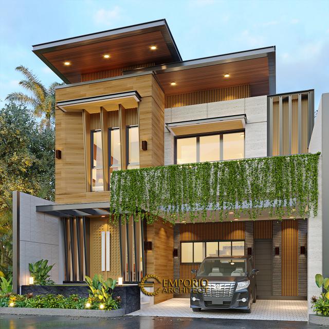 Desain Rumah Modern 2 Lantai Bapak Edo di Surabaya - Tampak Depan Kiri