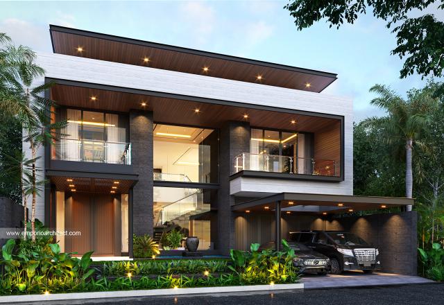 Desain Tampak Depan 2 Rumah Modern 2 Lantai Ibu Natasha di Bekasi