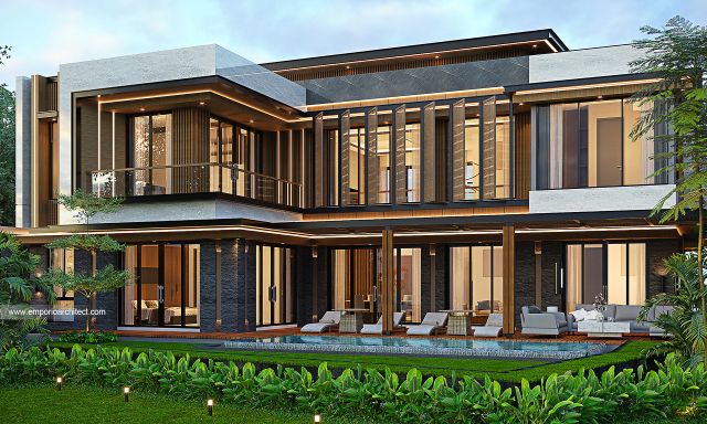 Desain Tampak Belakang Rumah Modern 2 Lantai Bapak HMS di Malang