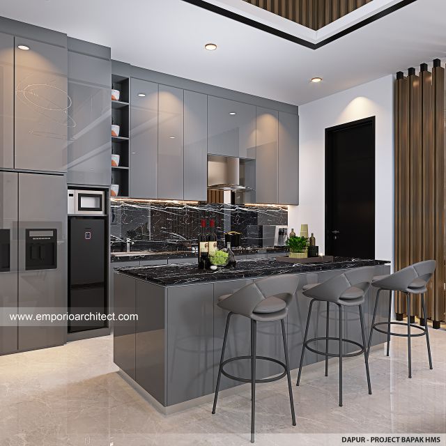 Desain Dapur Rumah Modern 2 Lantai Bapak HMS di Malang