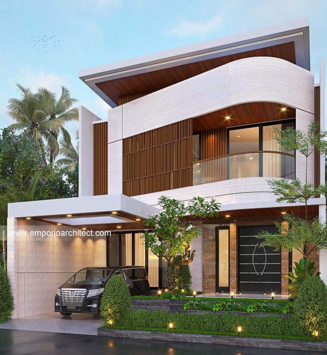 Desain Tampak Depan 2 Rumah Modern 2 Lantai Bapak Dedy di Batam