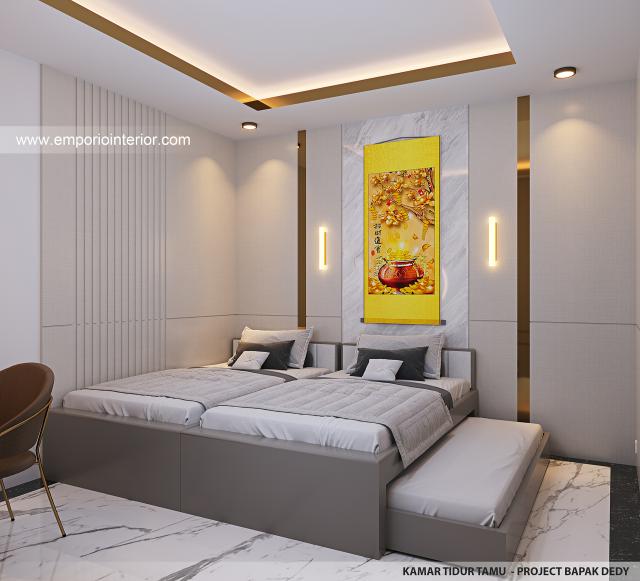 Desain Kamar Tidur Tamu Rumah Modern 2 Lantai Bapak Dedy di Batam