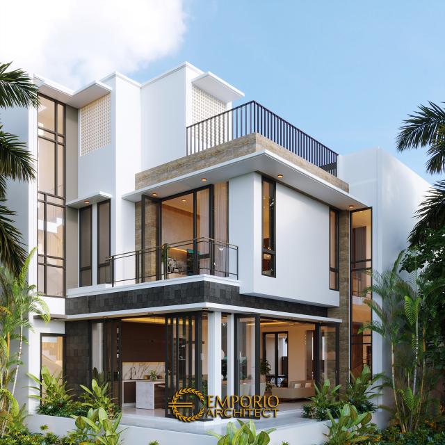 Desain Tampak Belakang Rumah Modern 2 Lantai Ibu Rina di Bogor, Jawa Barat