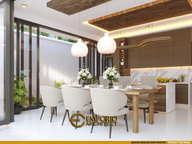 Desain Ruang Makan dan Pantry Rumah Modern 2 Lantai Ibu Rina di Bogor, Jawa Barat