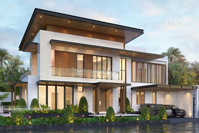 Desain Rumah Modern 2 Lantai Mrs. DR di Tebet, Jakarta Selatan - Tampak Depan