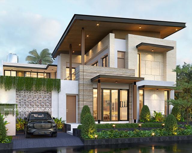 Desain Tampak Samping Rumah Modern 2 Lantai Mrs. DR di Tebet, Jakarta Selatan