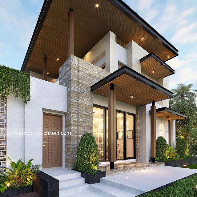 Desain Tampak Detail Samping Rumah Modern 2 Lantai Mrs. DR di Tebet, Jakarta Selatan