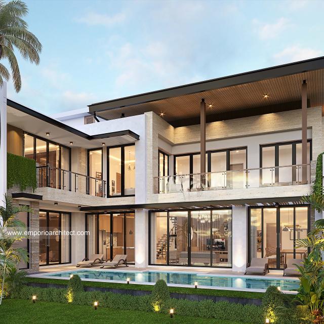 Desain Tampak Belakang Rumah Modern 2 Lantai Mrs. DR di Tebet, Jakarta Selatan