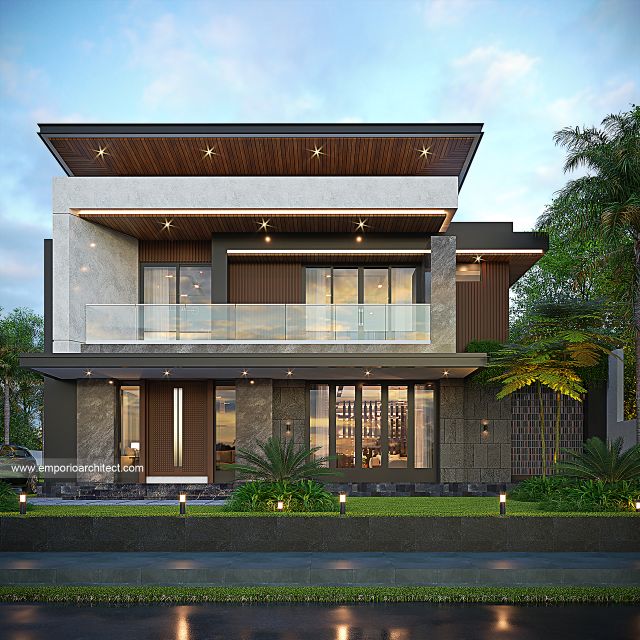 Desain Tampak Depan 3 Rumah Modern 2 Lantai Bapak DN di Jayawijaya, Papua