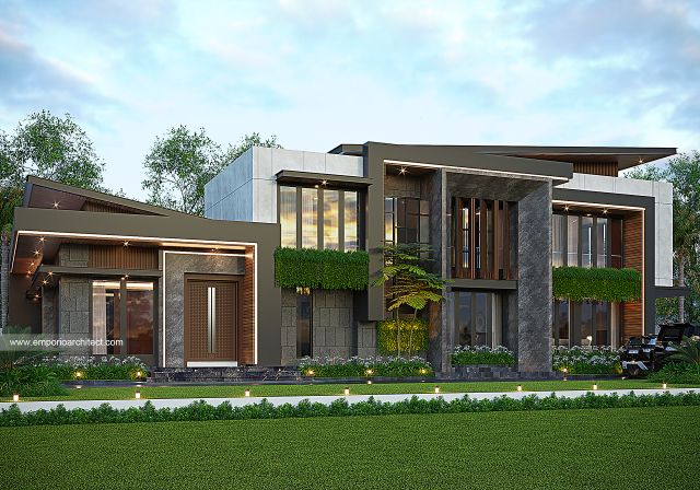 Desain Tampak Samping Rumah Modern 2 Lantai Bapak DN di Jayawijaya, Papua