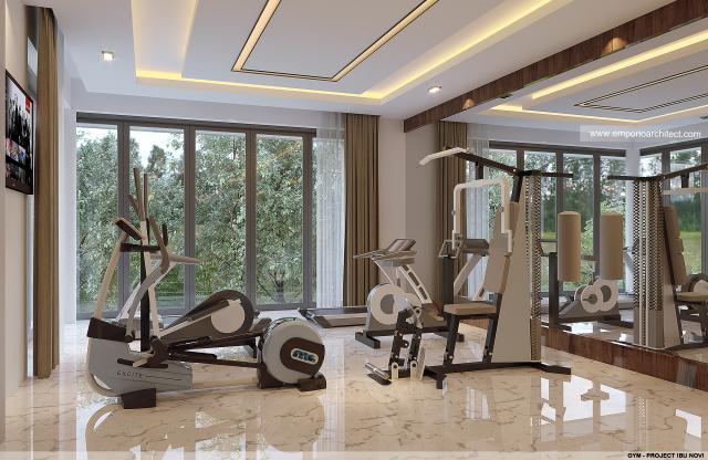 Desain Ruang Gym Rumah Modern 2 Lantai Ibu Novi di Palembang