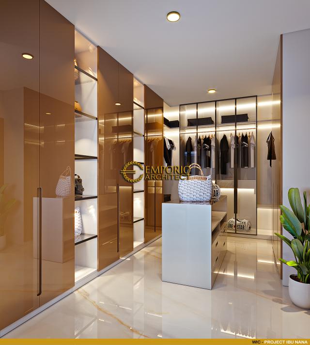 Desain Walk In Closet Rumah Modern 2 Lantai Ibu Nana di Sukabumi, Jawa Barat