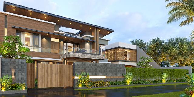 Desain Tampak Depan Dengan Pagar Rumah Modern 2 Lantai Ibu Nana di Sukabumi, Jawa Barat