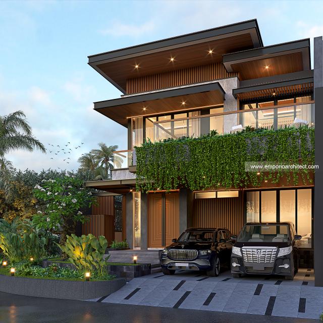 Desain Rumah Modern 2 Lantai Bapak PJI di Tangerang, Banten - Tampak Depan