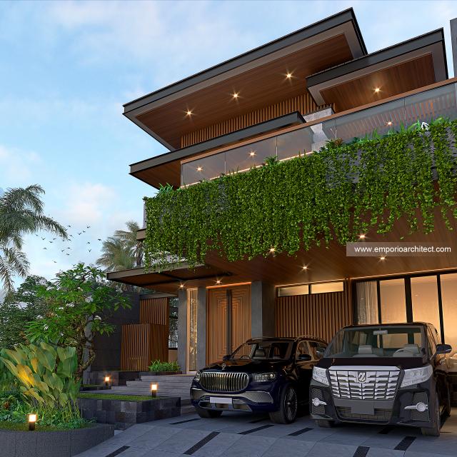 Desain Tampak Depan 2 Rumah Modern 2 Lantai Bapak PJI di Tangerang, Banten