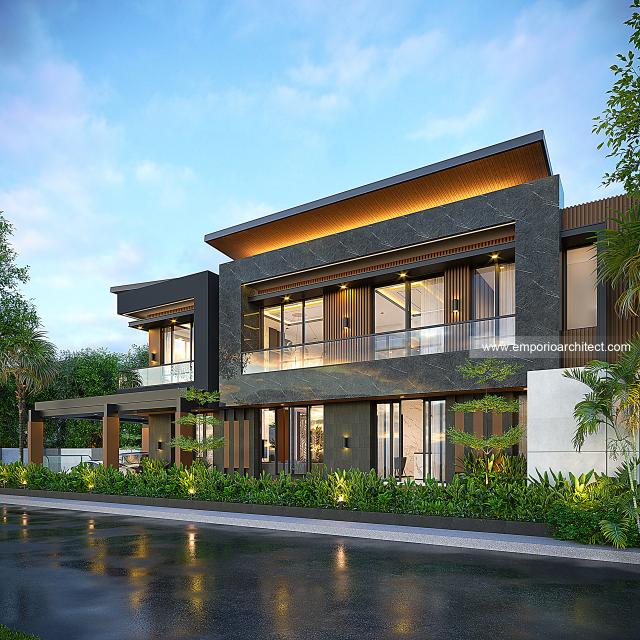 Desain Rumah Modern 2 Lantai Bapak AR di Kalimantan Selatan - Tampak Depan