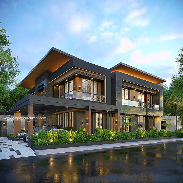 Desain Tampak Depan 3 Rumah Modern 2 Lantai Bapak AR di Kalimantan Selatan