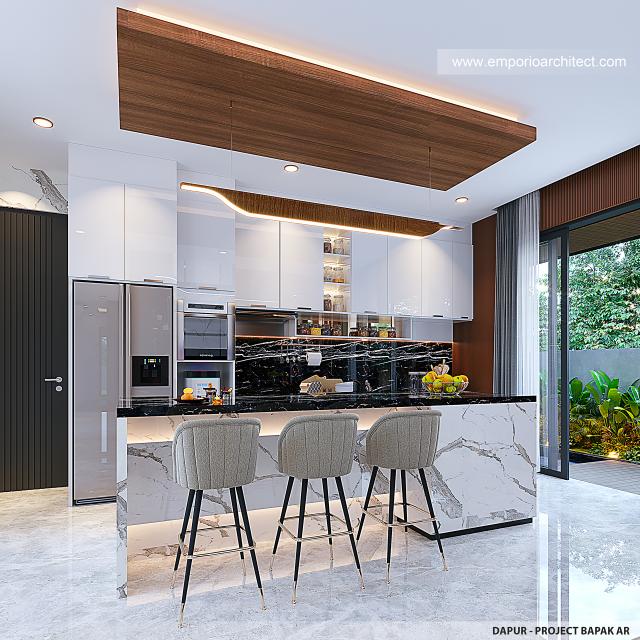 Desain Dapur Rumah Modern 2 Lantai Bapak AR di Kalimantan Selatan