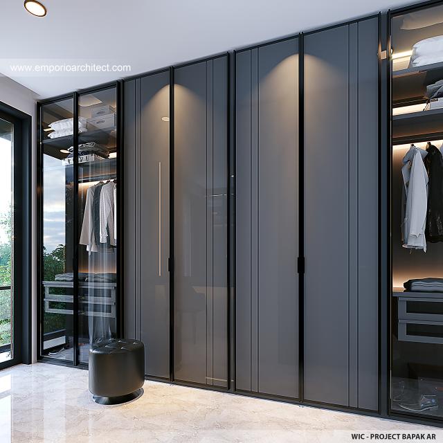 Desain Walk In Closet Rumah Modern 2 Lantai Bapak AR di Kalimantan Selatan