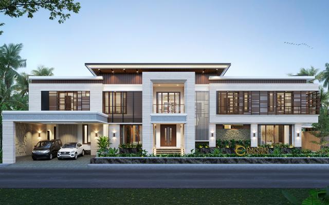 Desain Rumah Modern 2 Lantai Bapak HDY di Banjarmasin, Kalimantan Selatan - Tampak Depan