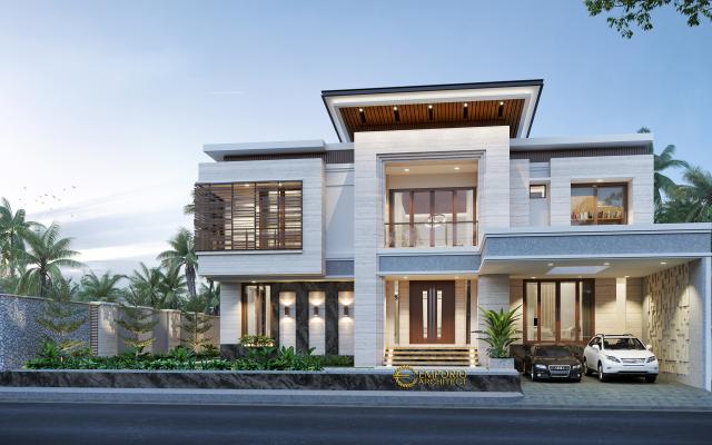 Desain Tampak Samping 2 Rumah Modern 2 Lantai Bapak HDY di Banjarmasin, Kalimantan Selatan