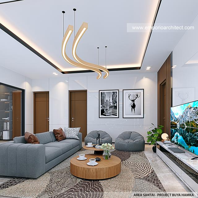 Desain Area Santai Rumah Modern 2 Lantai Bapak BHK di Makassar